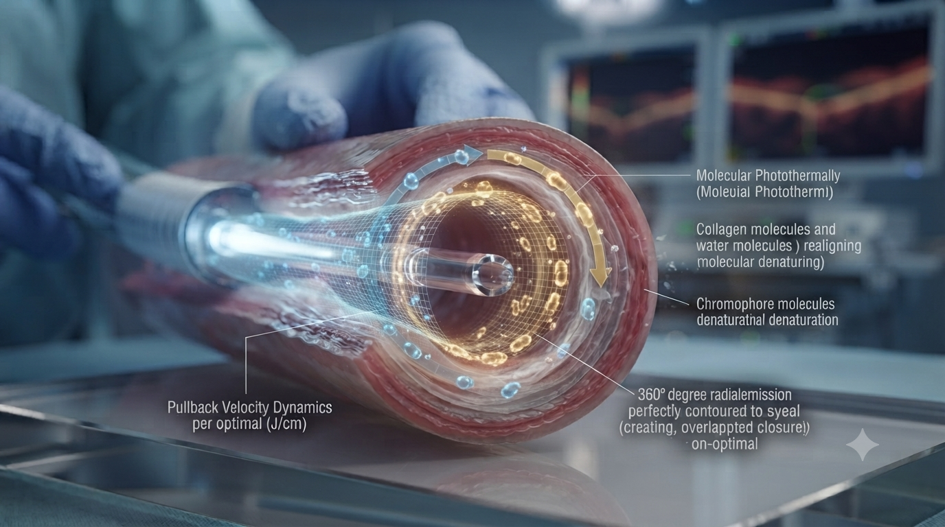 Molecular Photothermally: Radial Fiber Wavelength Absorption and Chromophore Dynamics in Vascular and Soft Tissue Ablation